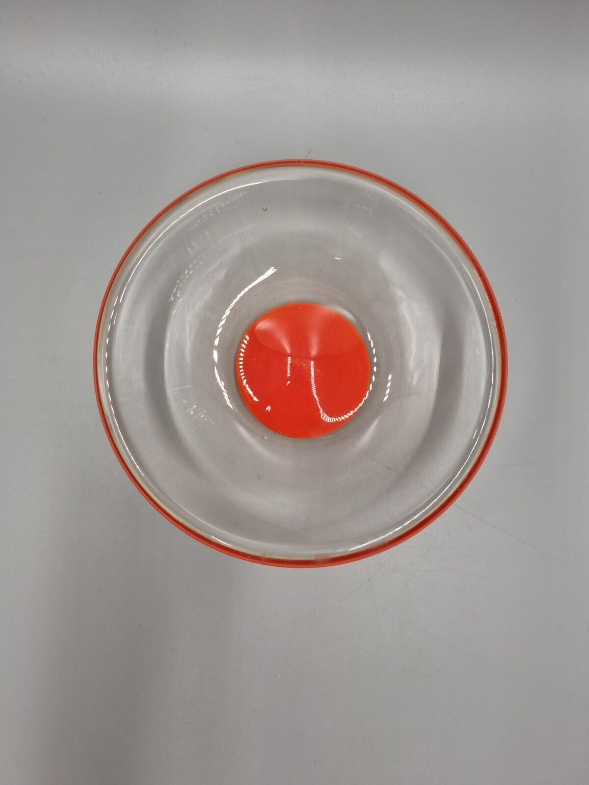 A Studio Art Glass Bowl, Orange Disc, Unmarked.