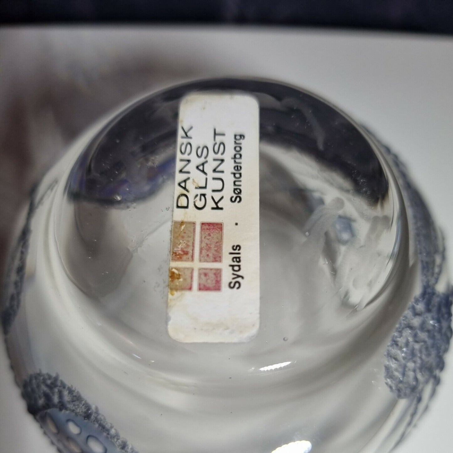 Dansk Glas Kunst, small handmade decorative arr glass bowl, by Poulsen, Denmark.