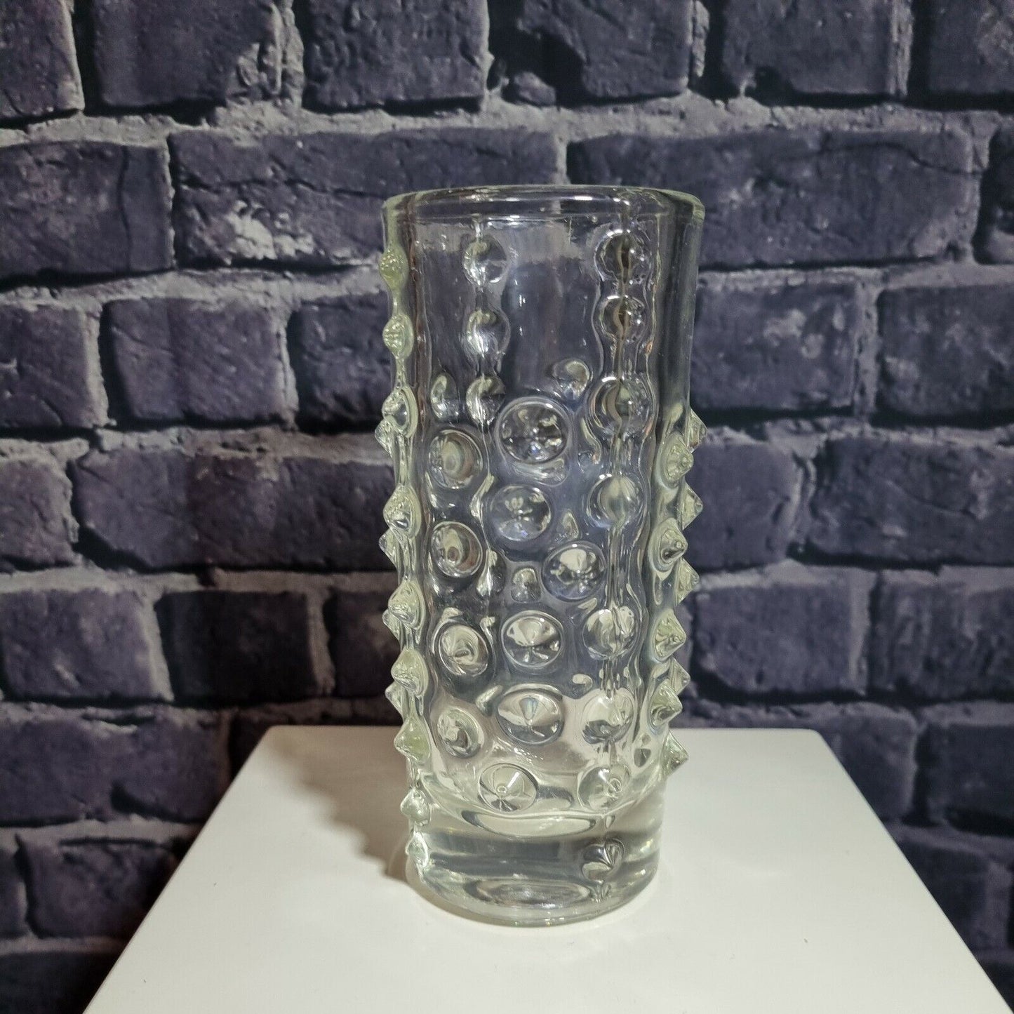 Czech Sklo Union, bobbly hobnail style art glass vase. Pavel Panek, 17cm high.