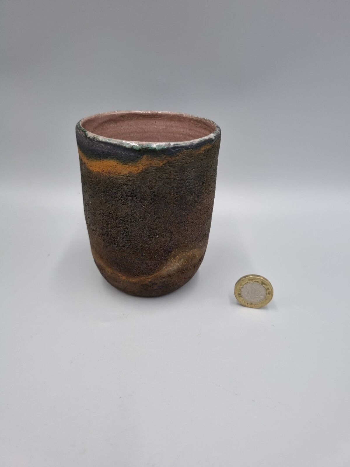 A Studio Pottery Tea Bowl, Yunomi, Beaker, Incised Signature To Base.