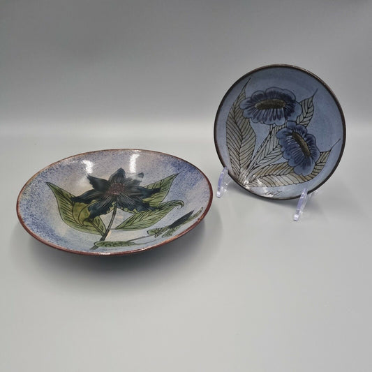 A Pair Of Vintage Chelsea Pottery Studio Hand Painted Plates. VGC.