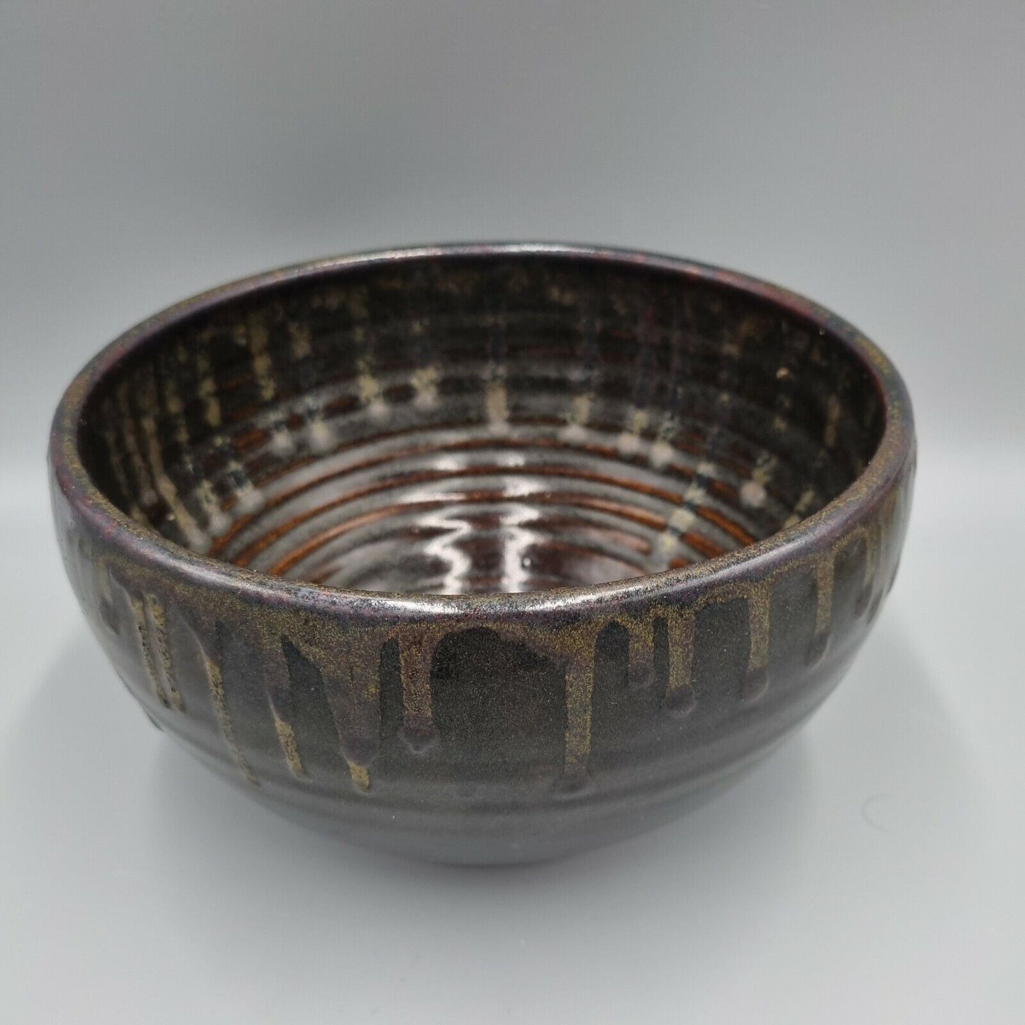 A Large Studio Pottery Drip Glaze Bowl, Unmarked, VGC.