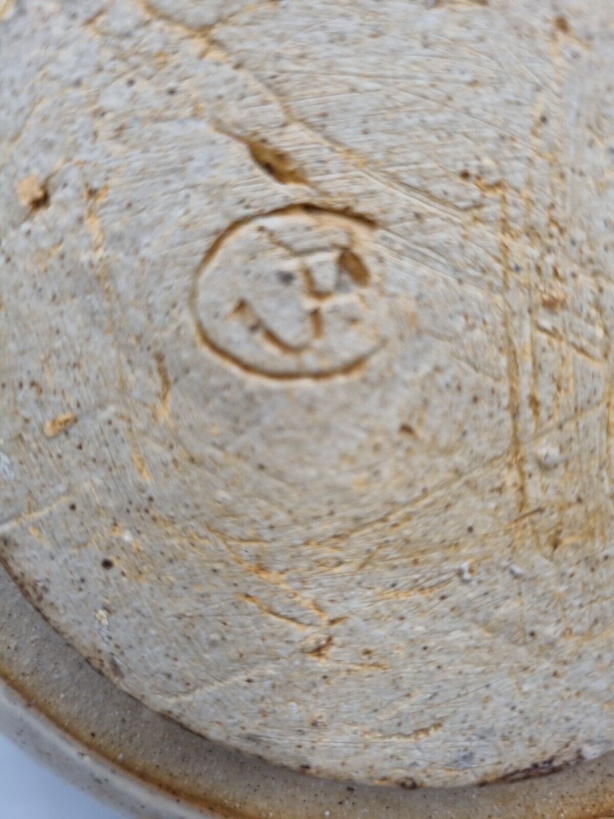 A Large Studio Pottery Bowl With Geometric Decoration, Signed 'CJ' to base.