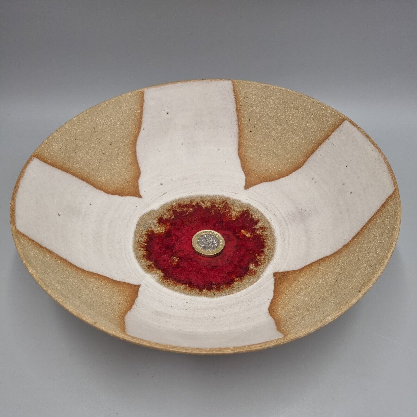 A Well-Presented Studio Pottery Bowl With Cross Decoration. VGC.