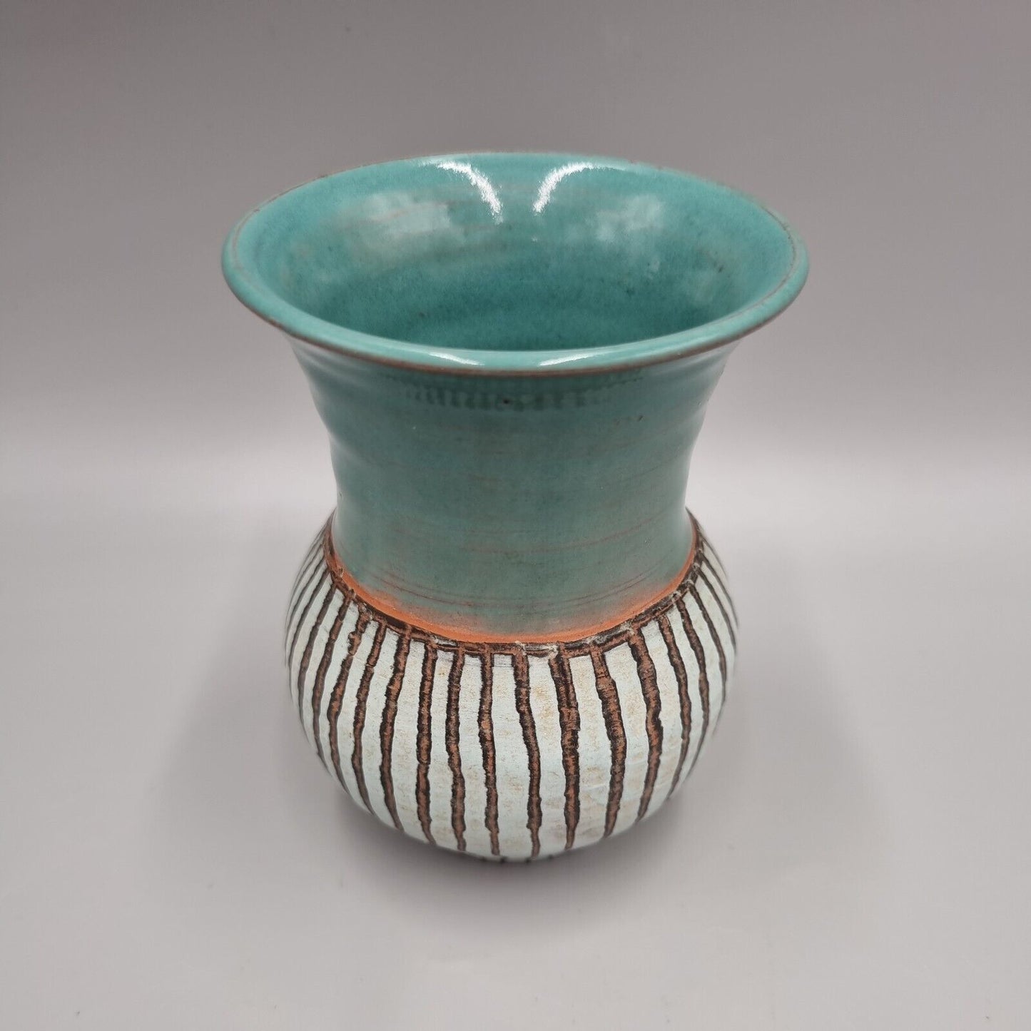 A Jackie Walton Studio Pottery Vase with Flared Mouth, Incised To Base.