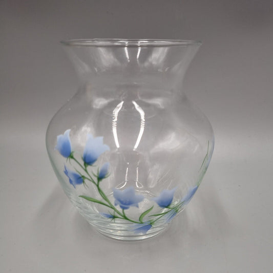 A Vintage Small Glass Vase Signed Jackie Lynd 1987, Sweden, Flowers.