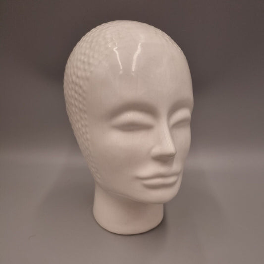 Small Vintage Ceramic Head of a Female Sculpture Shop Display, Japanese. White.