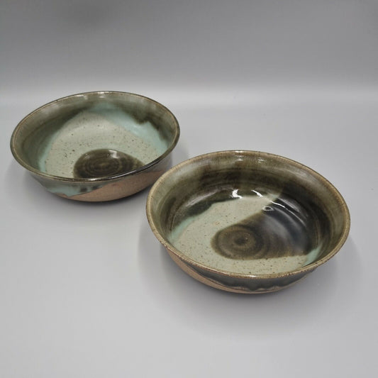 A Pair Of Studio Pottery Bowls, Decorated.