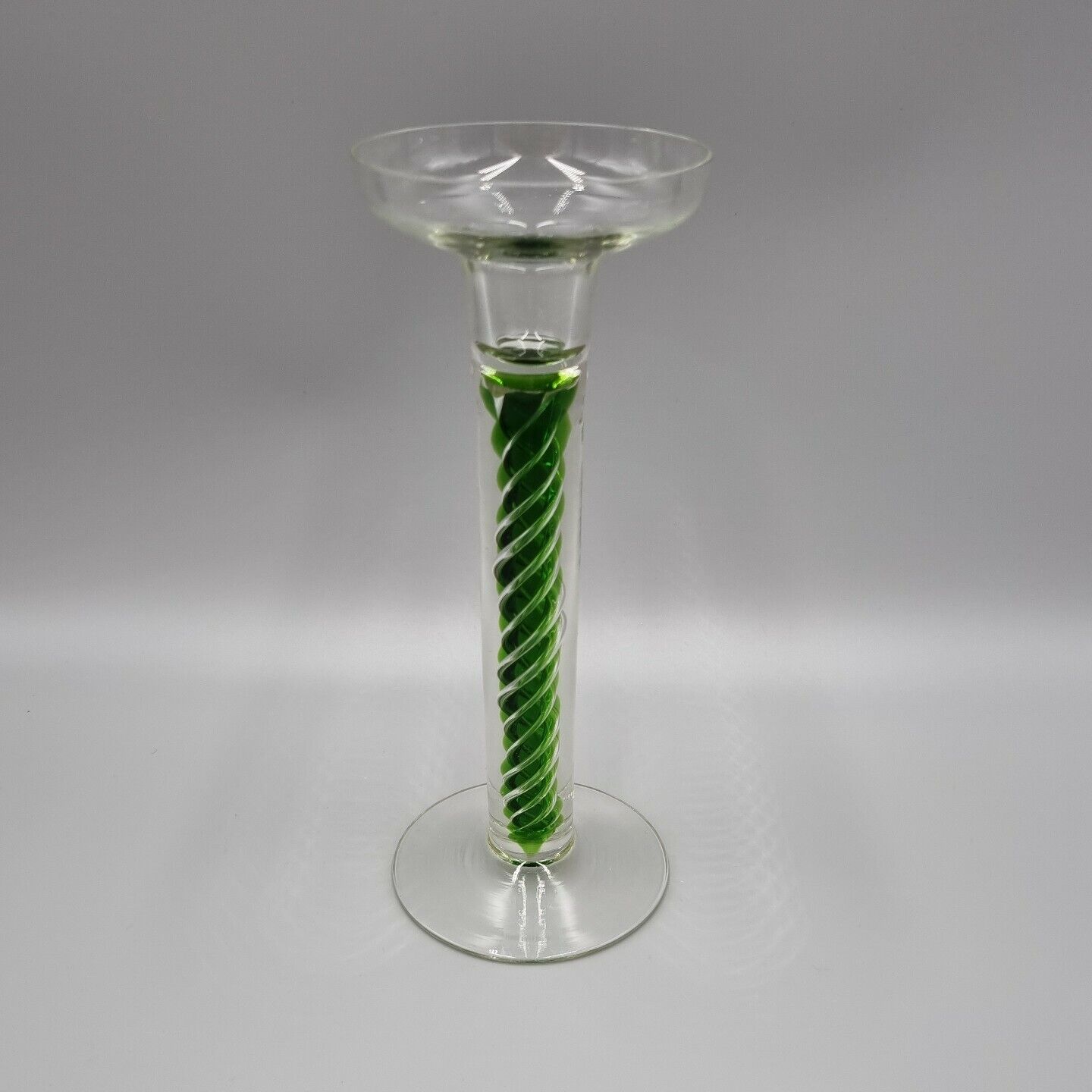 A Villeroy & Boch 'TOSCA' Green Spiral Glass - Tall Candle Stick Holder H - 22cm