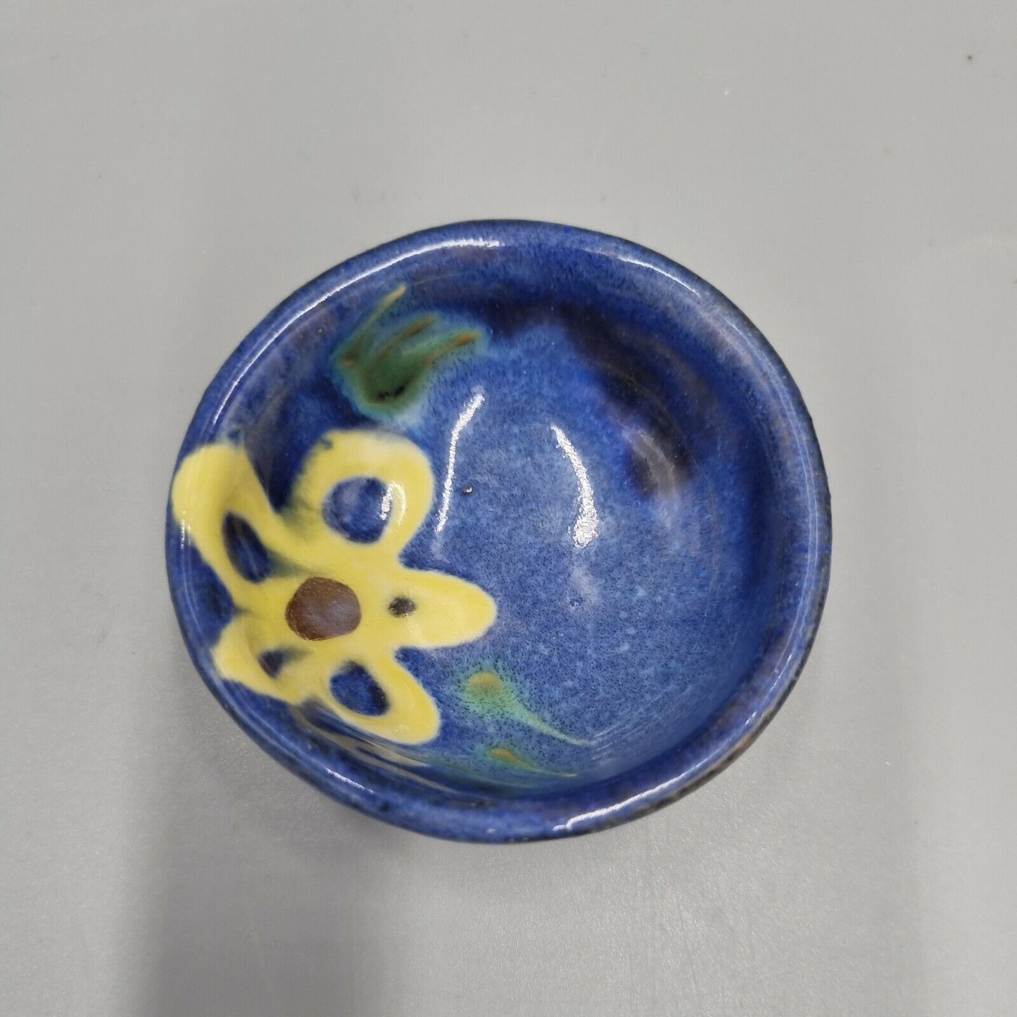 A Miniature Studio Pottery Bowl Brightly Decorated, VGC, Inscribed to base.