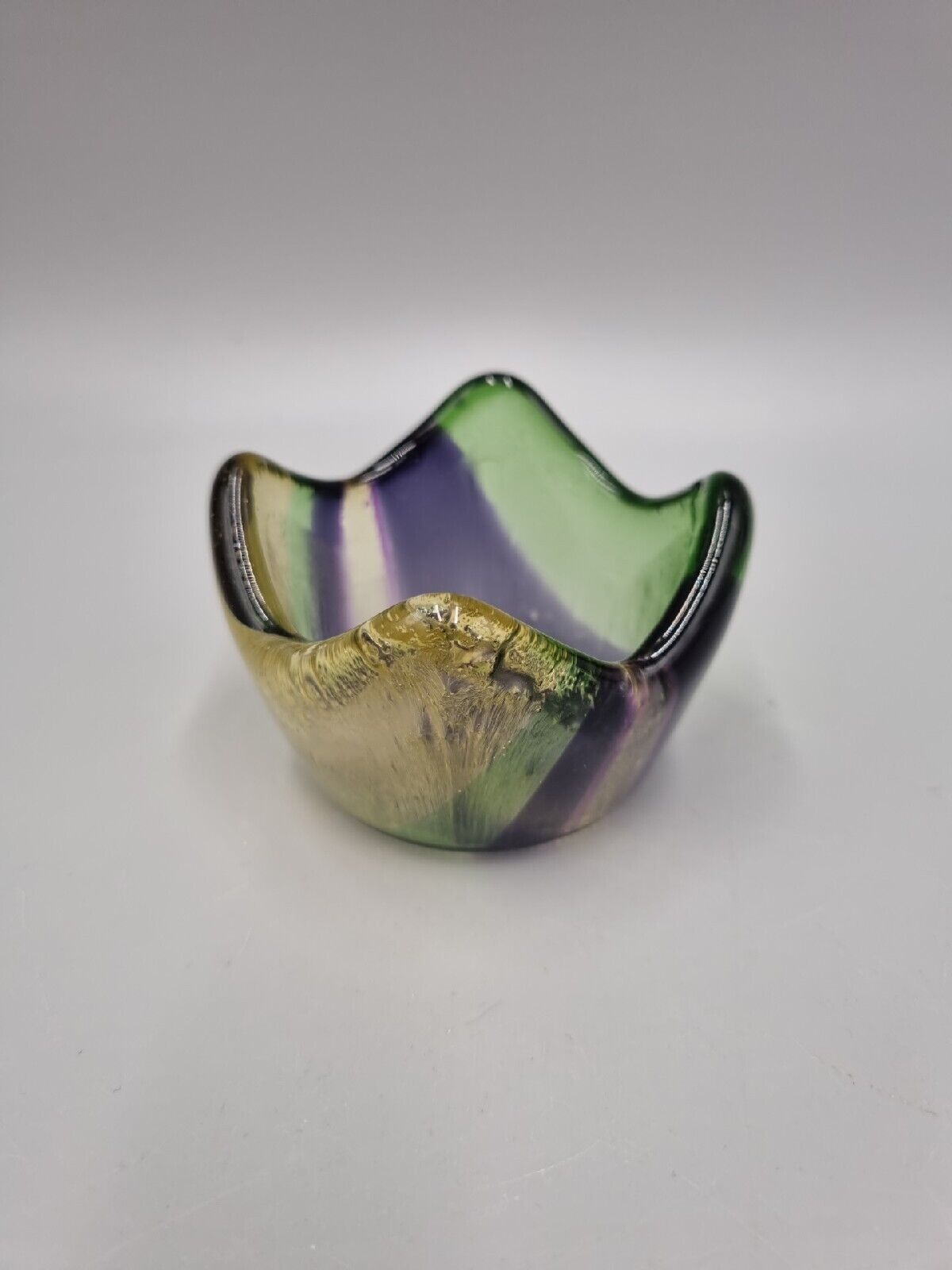 A Frank Neikes Glass Votive Holder, Labelled.