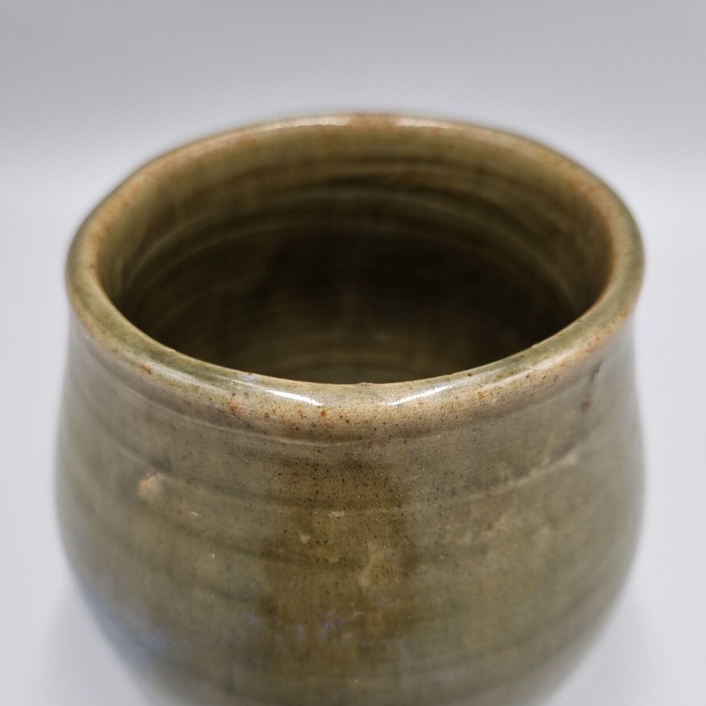 A Studio Pottery Bowl, / Brush Pot Incised To Base 'HJ' - Jackson?. VGC.