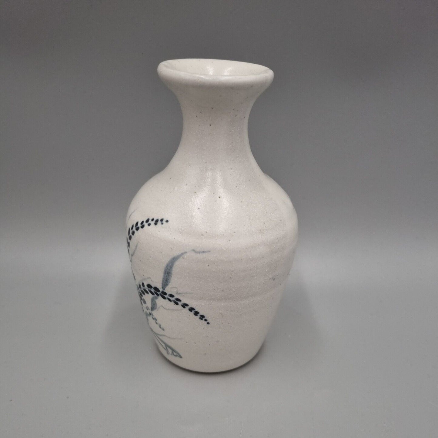 A Studio Pottery blue And White Waisted Neck Vase, Impressed 'Pot' Mark To Base.