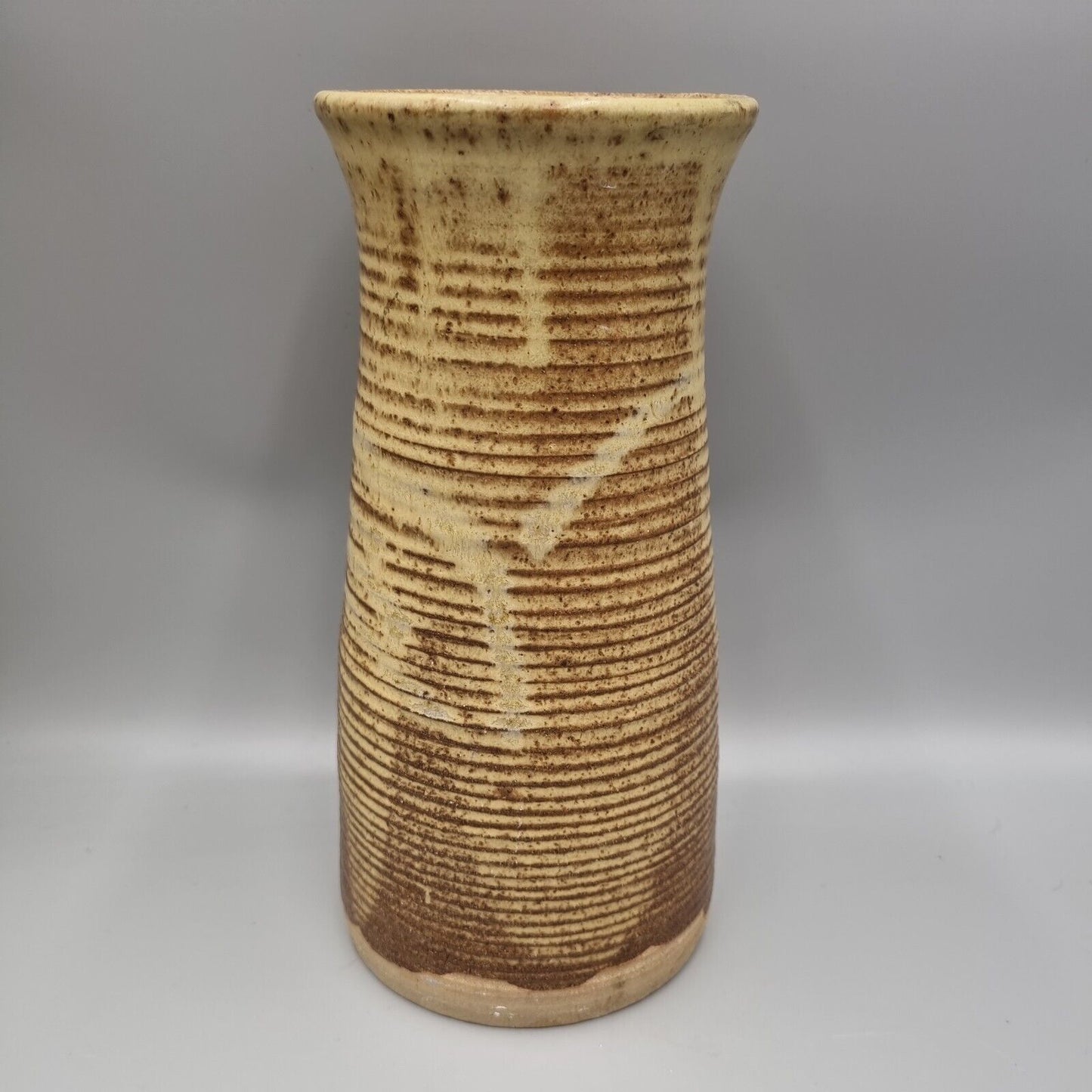 A Tall Studio Pottery Vase, Written 'FM' Monogram To The Base.