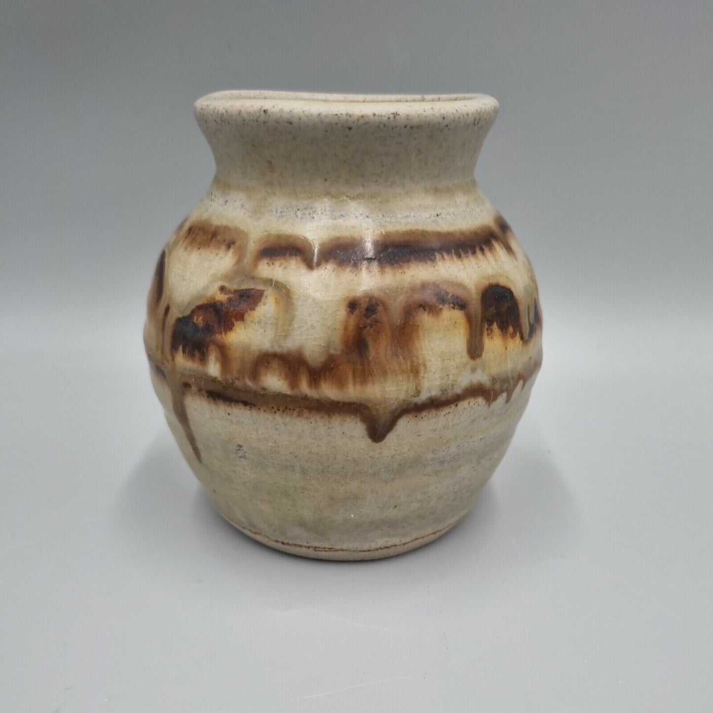 A Lovely Small Prickwillow Studio Pottery Squat Vase by M & D  Andrews