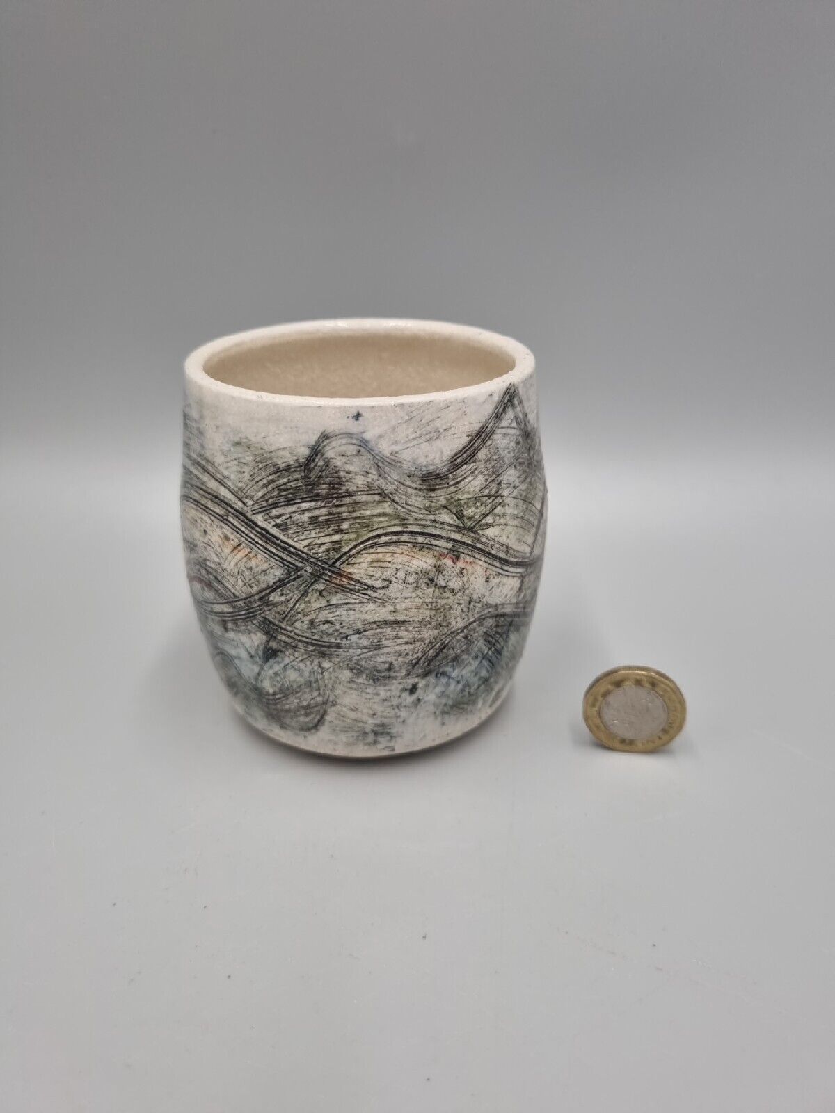 A Field Place Pottery Ceramic Tea Bowl / Cup By Jessica Jordan, Signed.