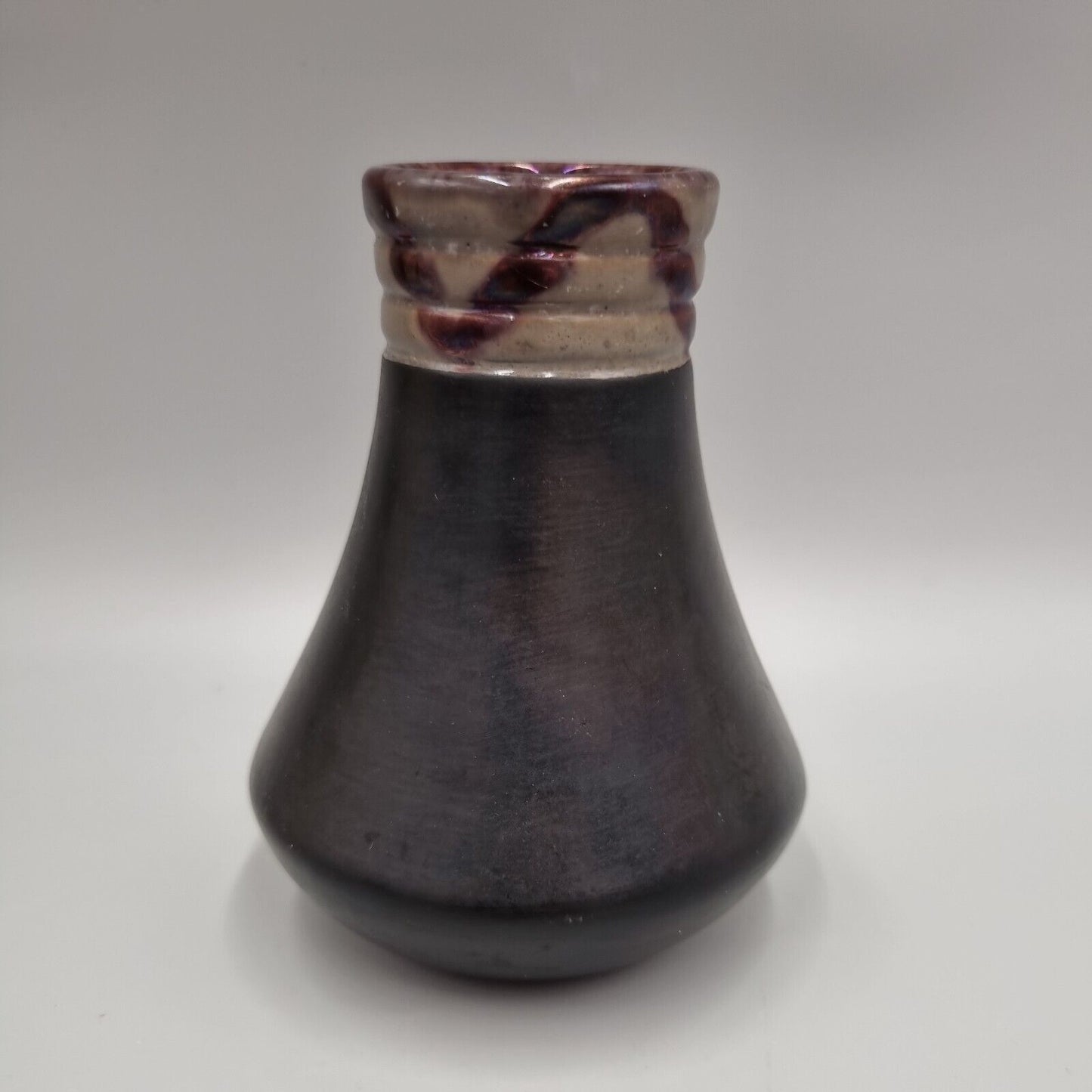 A Black Studio Pottery Conical Vase, Ampersand & Mark To The Base.