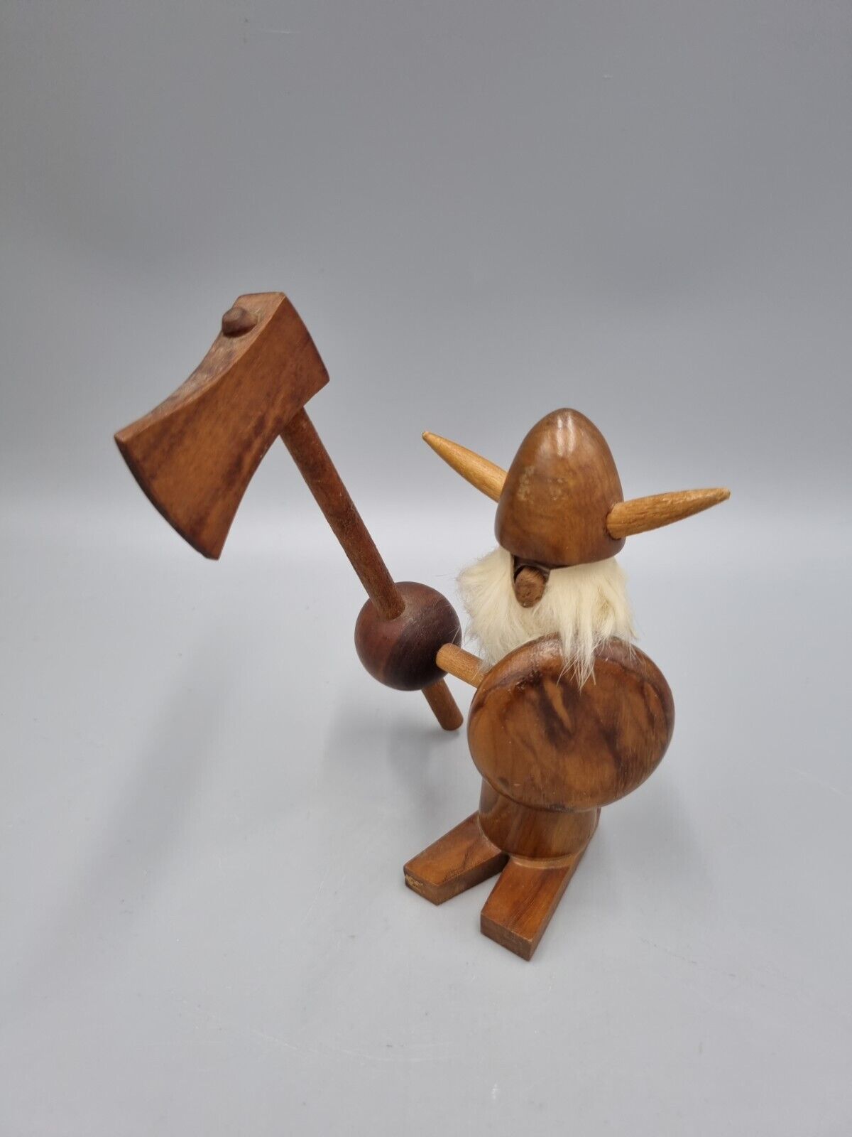 A Vintage Oliv-Art Wooden Stylised Viking Warrior With Axe. Chip Chop...