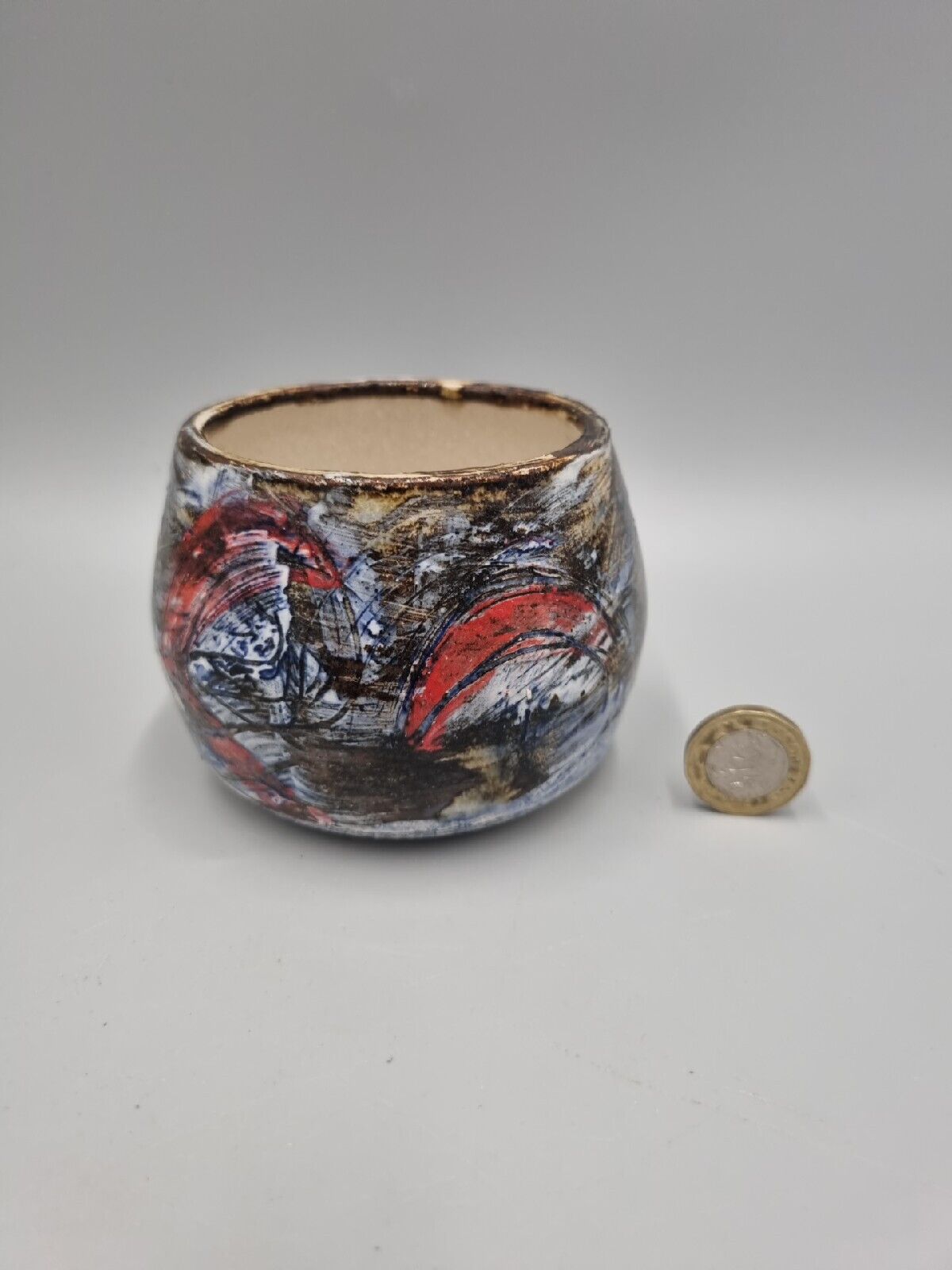 A Field Place Pottery Ceramic Tea Bowl / Cup By Jessica Jordan, Signed.