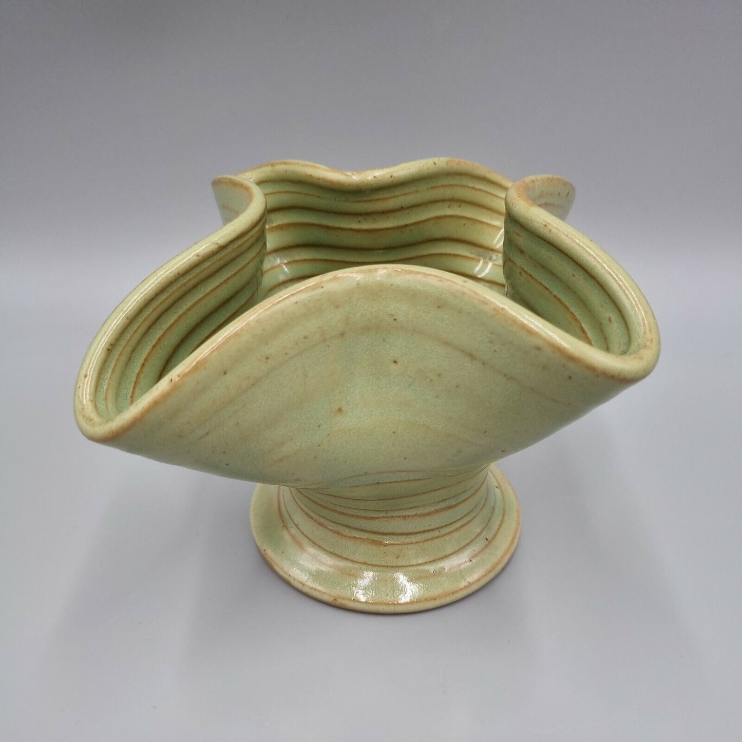 A Lovely Studio Pottery Handkerchief Vase, Stamped to Base, VGC.