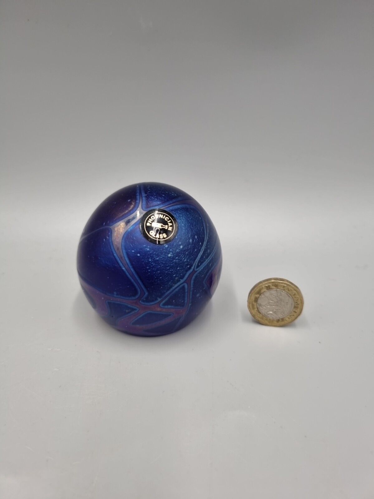 A Phoenician Art Glass Malta Paperweight Sphere Shaped, Signed To Base.