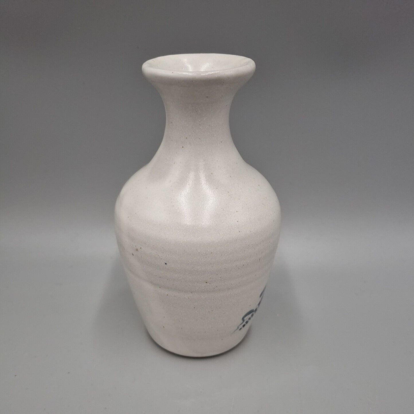 A Studio Pottery blue And White Waisted Neck Vase, Impressed 'Pot' Mark To Base.