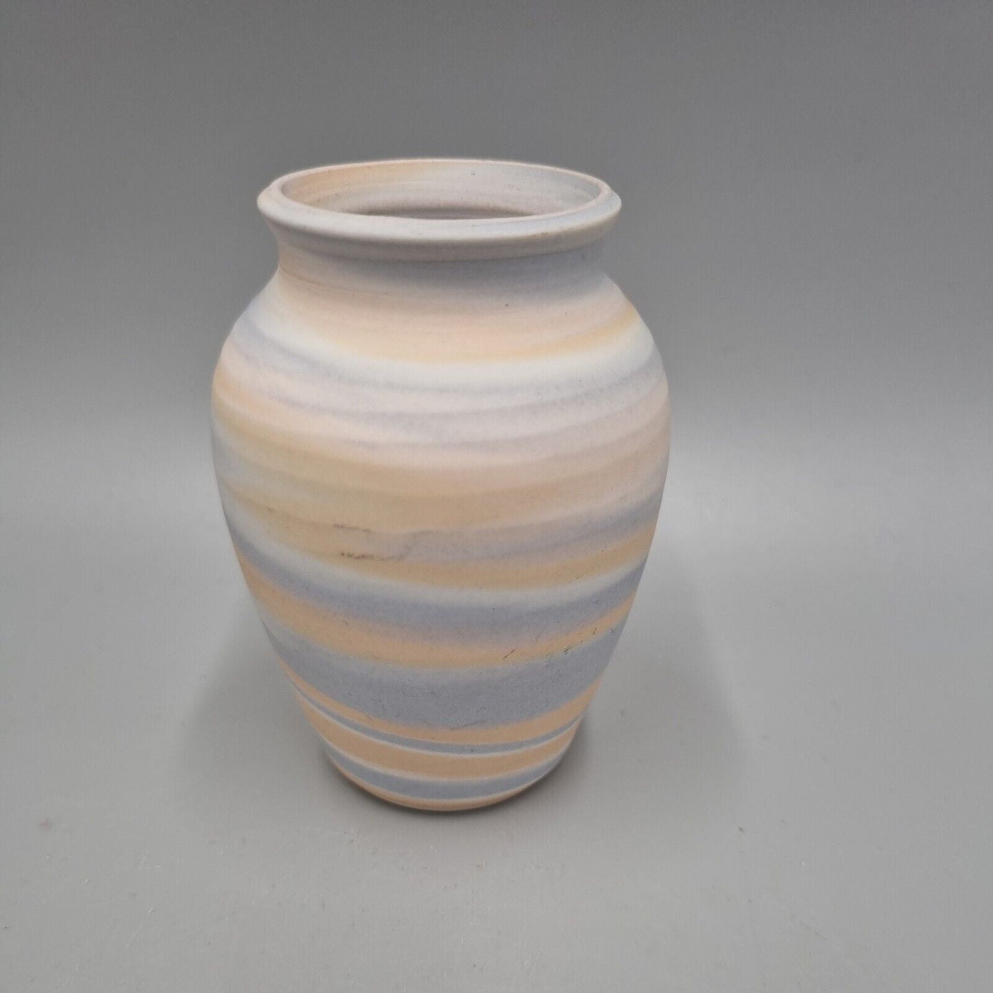 Pale Blue And Orange POG Studio Pottery Inverted Baluster Bud / Posy Vase, VGC.