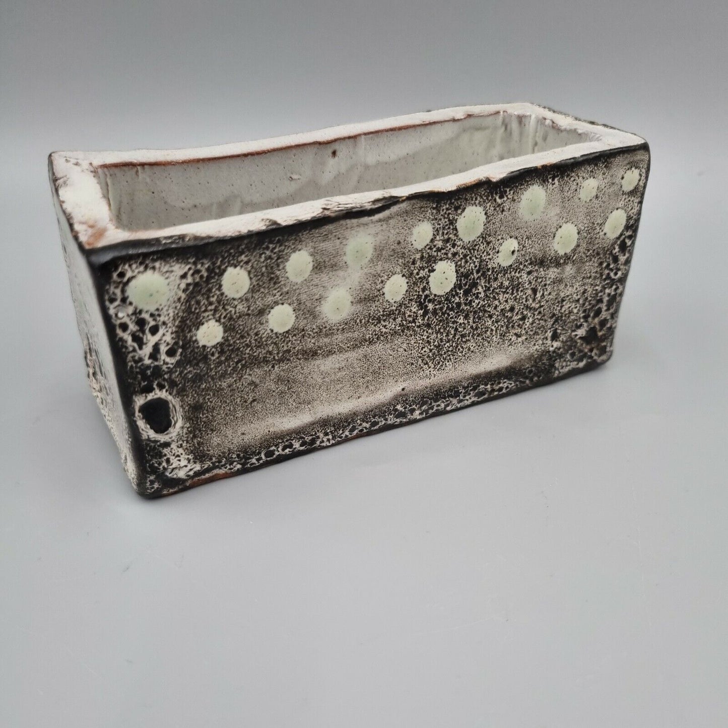 A Pottery Slab Vase, Rectangular Abstract Decoration. VGC.