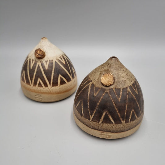 A Pair Of Robert Tarling Of Kersey Studio Pottery, Stoneware Cruet pots.