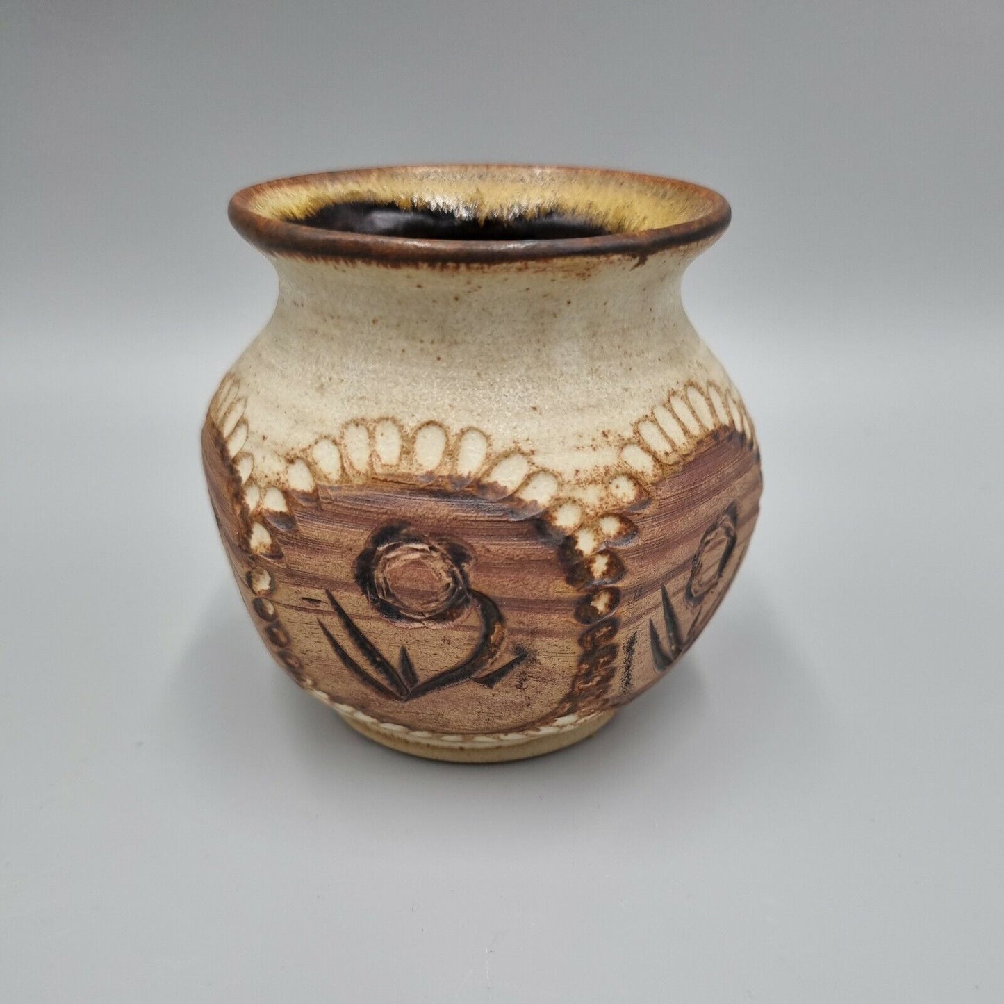 A Rob Fierek, Cornwall Studio Pottery, Small Bowl Vase, VGC.