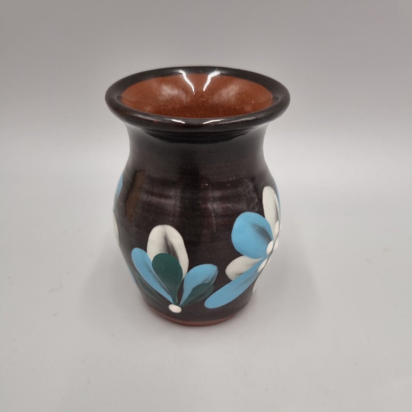 A Vintage Haseley Manor Bud Vase Earthenware Blue Flower Studio Pottery