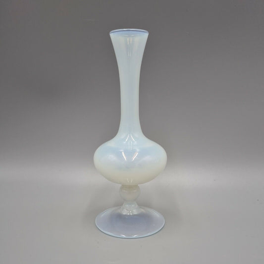 Vintage 1950s Studio Glass Opaline Footed Vase, H = 16cm, Empoli?