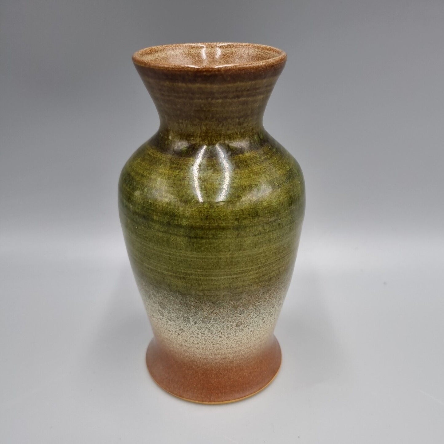 Studio Pottery By Mick Dixon Of Bartley Heath, Colour Banded Vase, Incised Base