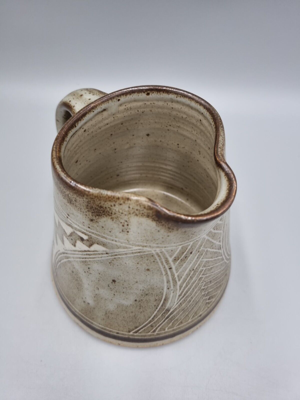 A Studio Pottery Cone Jug Geometric Design, By Chris Lewis.