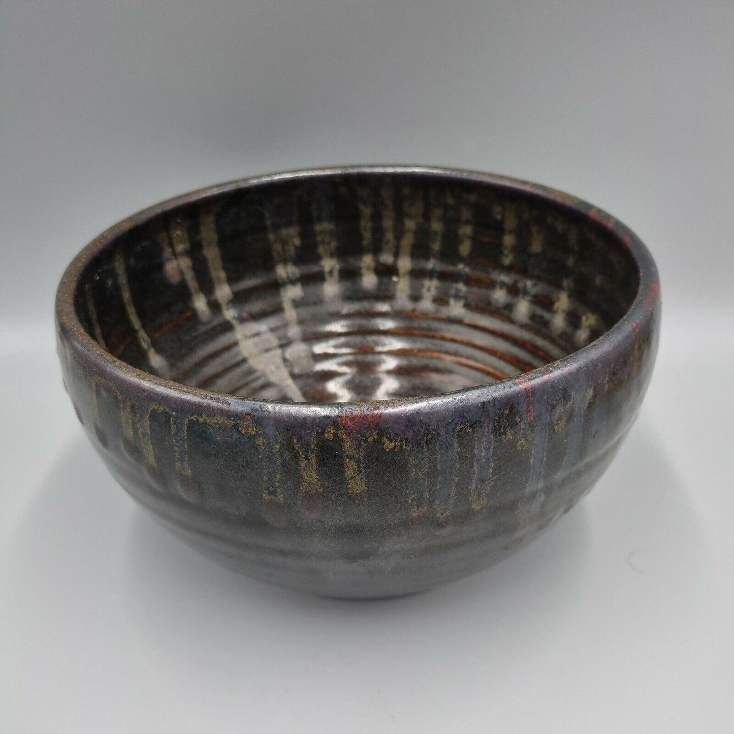 A Large Studio Pottery Drip Glaze Bowl, Unmarked, VGC.