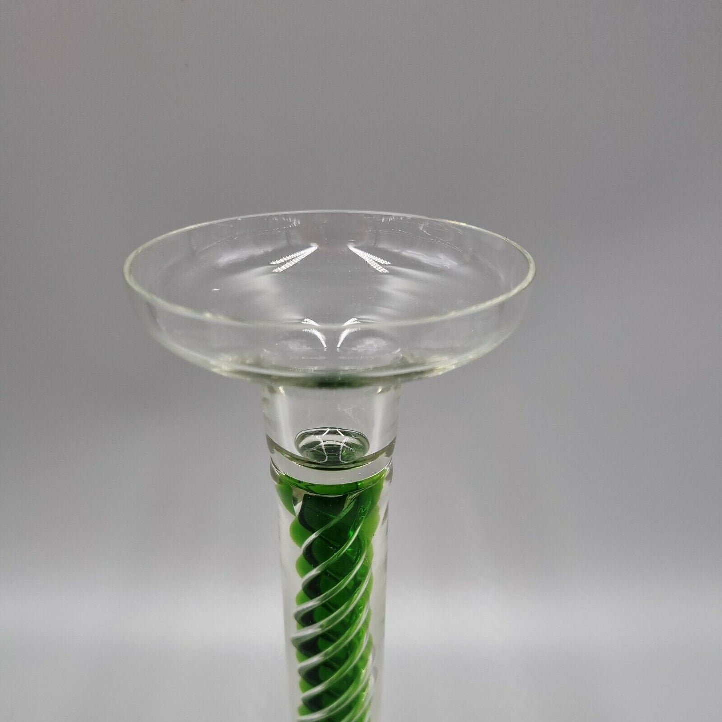 A Villeroy & Boch 'TOSCA' Green Spiral Glass - Tall Candle Stick Holder H - 22cm