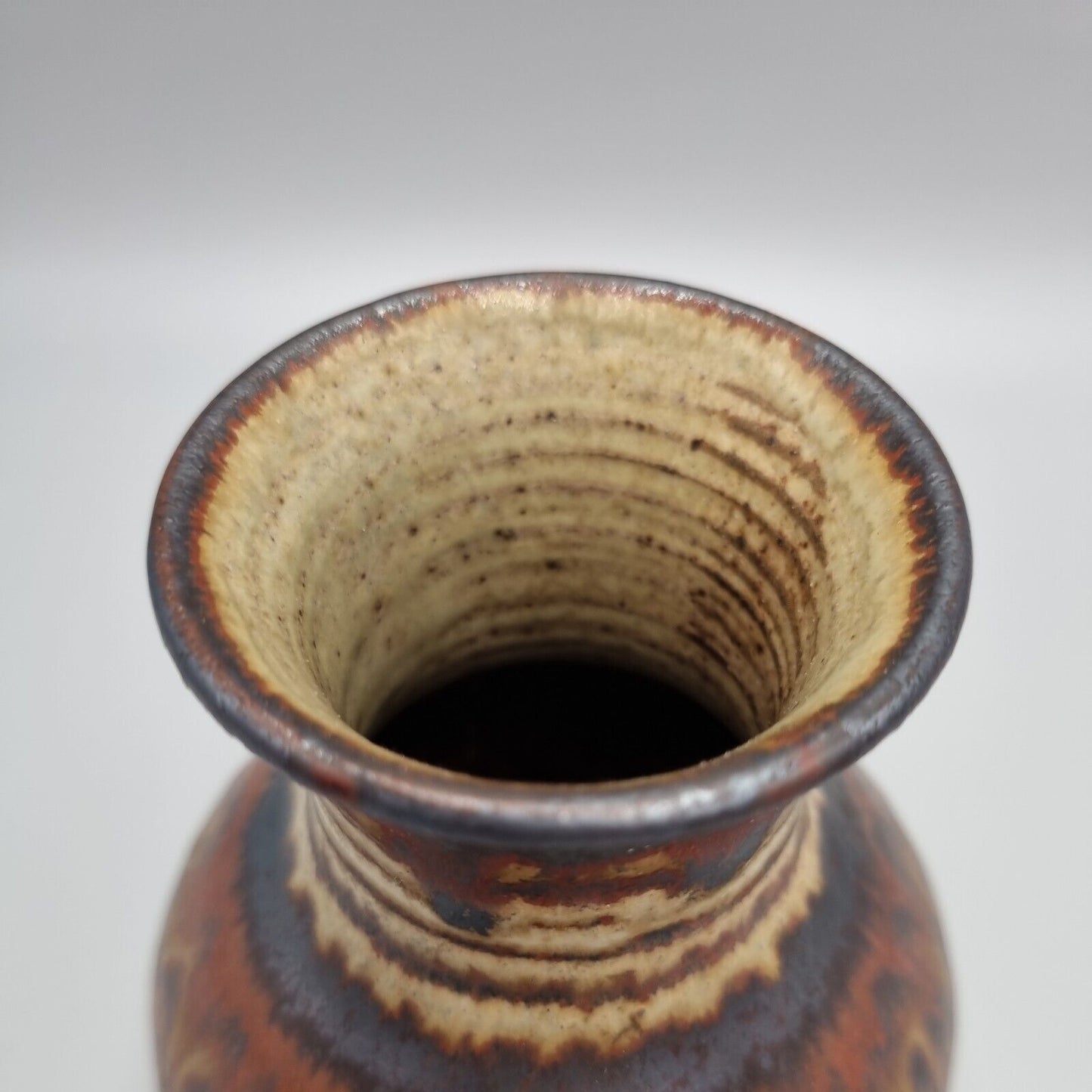 A Peter Lane Studio Pottery Squat Vase, Incised Signature, VGC.