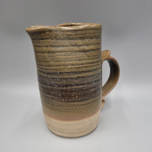 A Jeremy Leach Studio Pottery Moorlands, Devon, Green Glaze Jug, 6 inch. VGC.