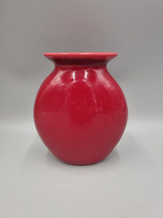 A Vintage Studio Pottery Red Ovoid Vase By Barbara Eigen, US Potter.