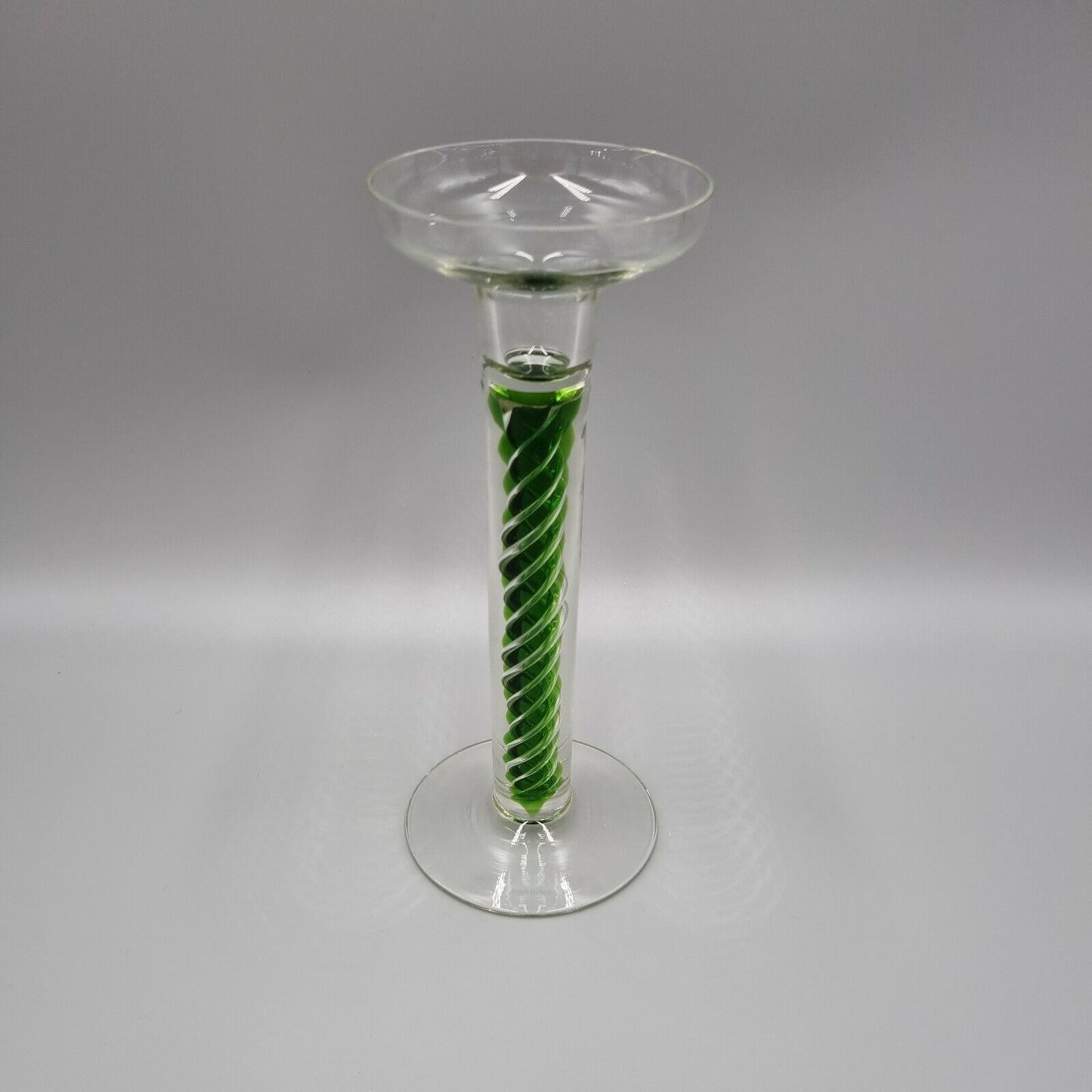 A Villeroy & Boch 'TOSCA' Green Spiral Glass - Tall Candle Stick Holder H - 22cm