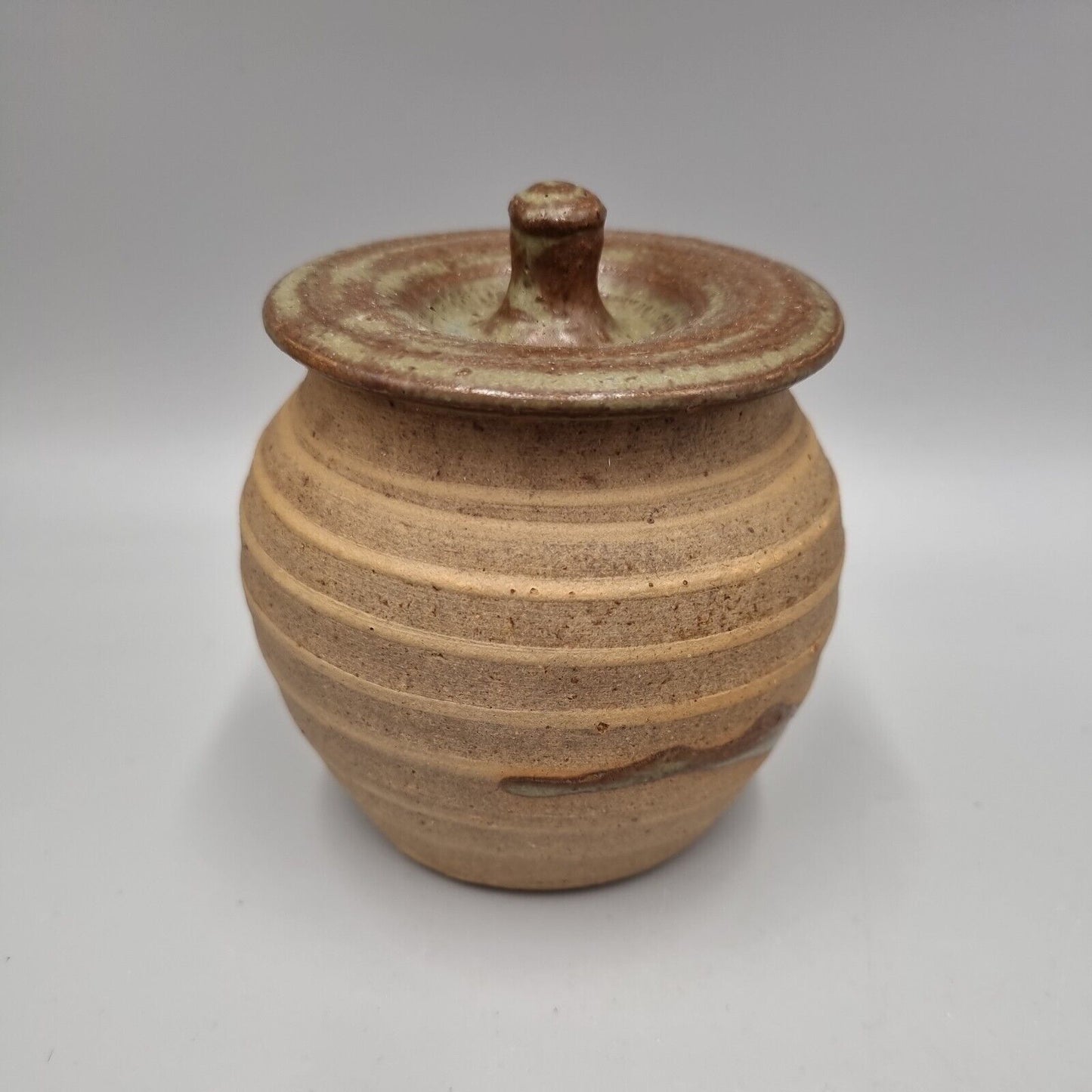 An Alan Brough Studio Pottery Lidded Condiment Pot. Leach Pottery Connection.