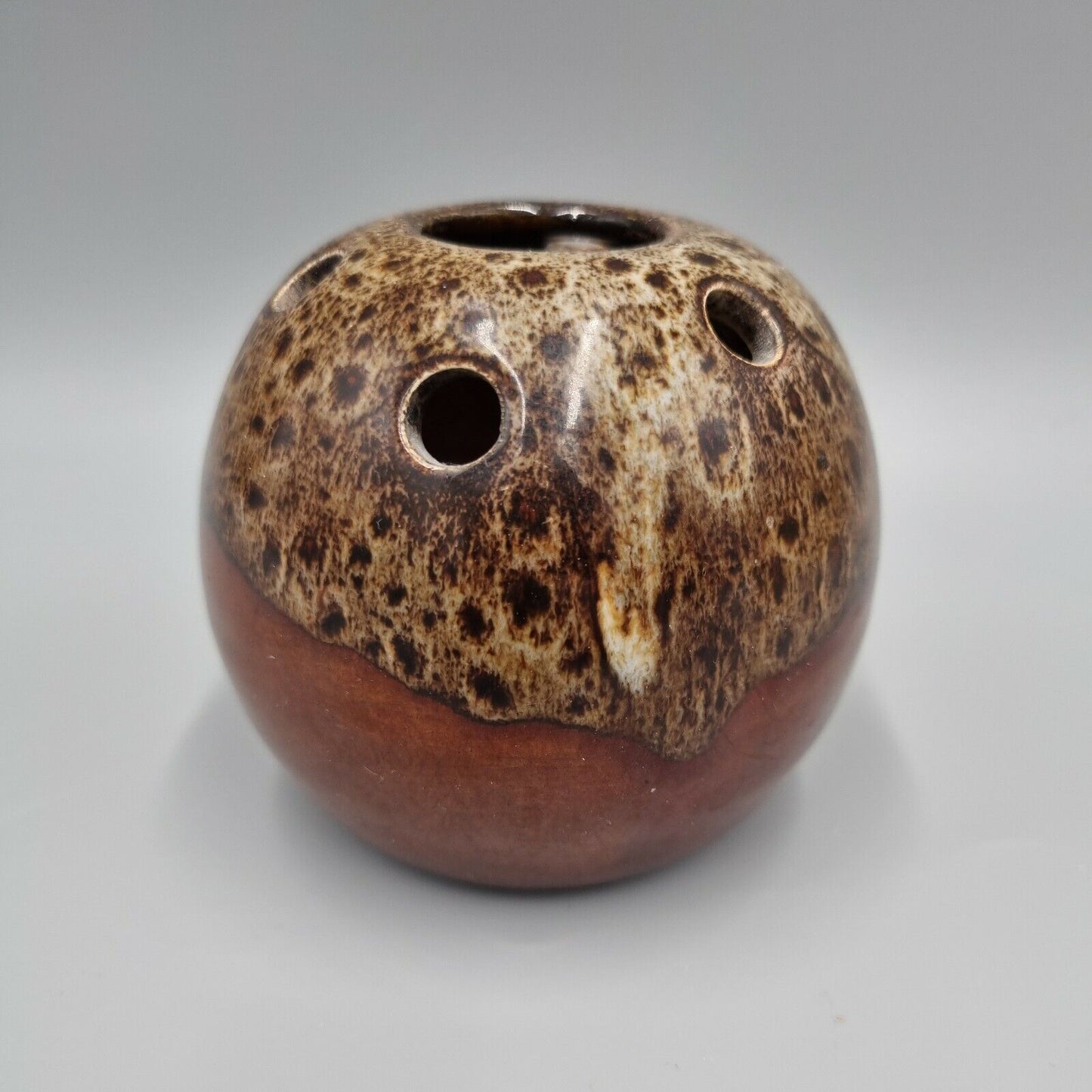 Churston Pottery Devon Posy Vase Brown Mottled Finish