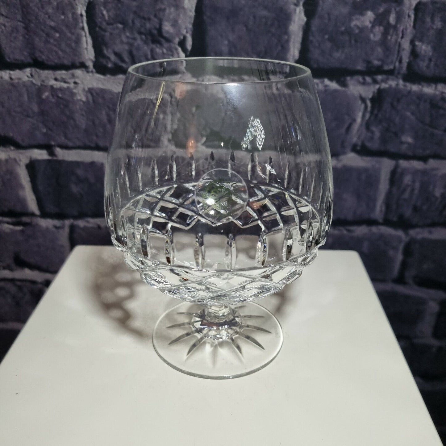 Galway Irish Crystal Brandy Glass Diamond Pattern H-13cm, VGC.