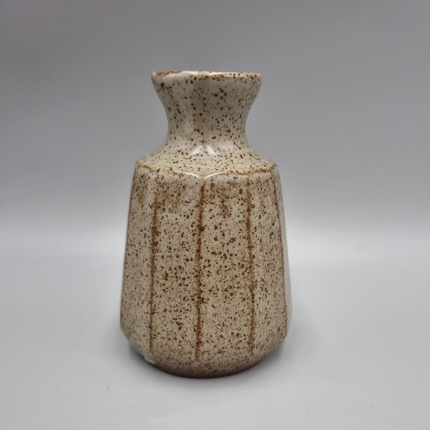 A Carved Conical Studio Pottery Posy / Bud Vase, Impressed Mark To Base, VGC.