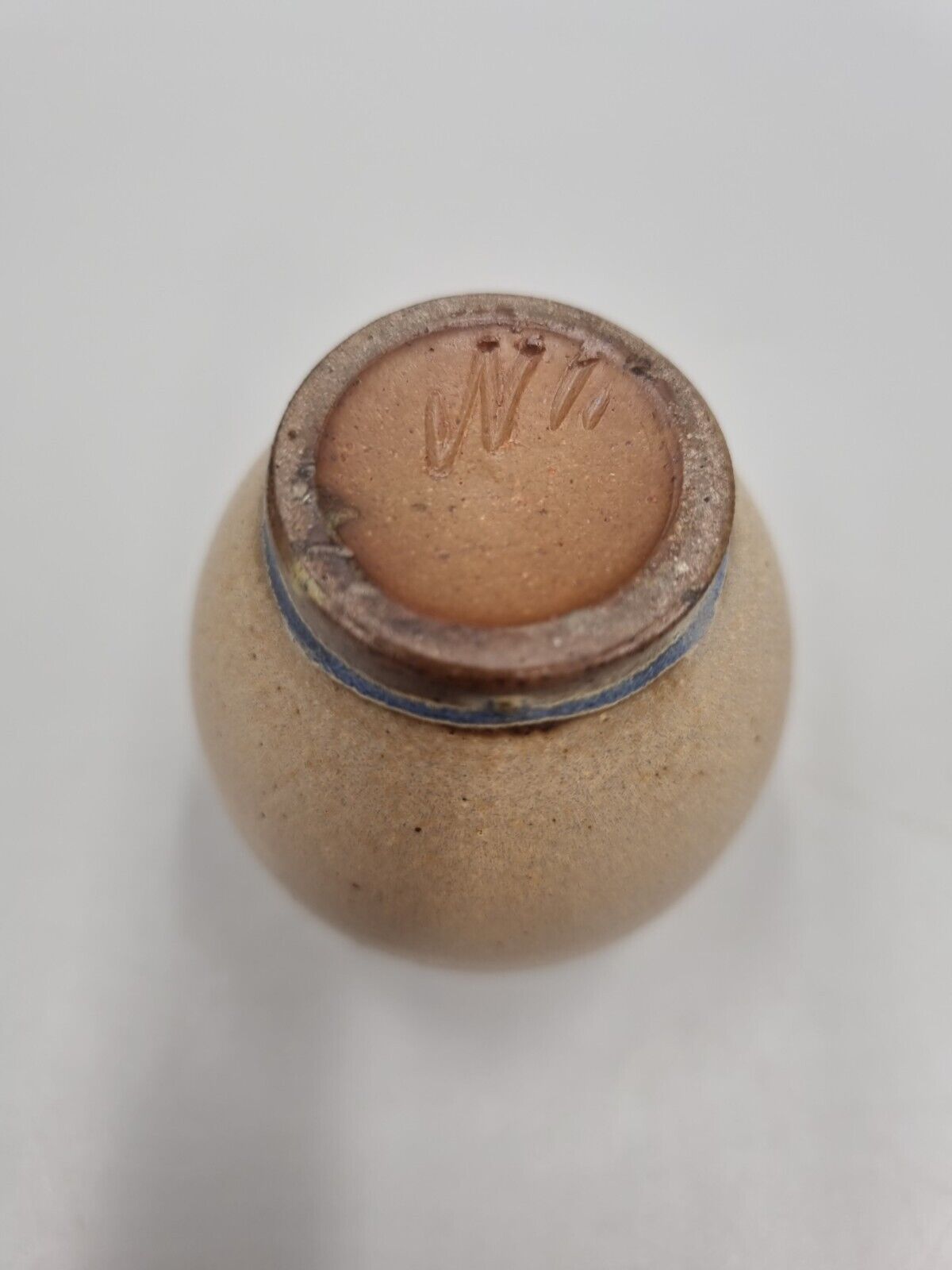 Studio Pottery Miniature Bud / Posy Footed Ovoid Vase, Scandinavian, Signed 'W'.