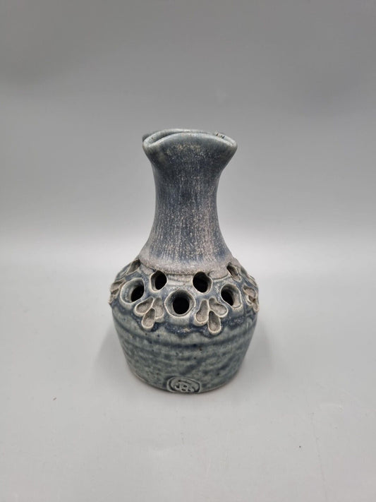 A Small Pierced John Brooke Steel Posy / Bud Vase, Stoneware.