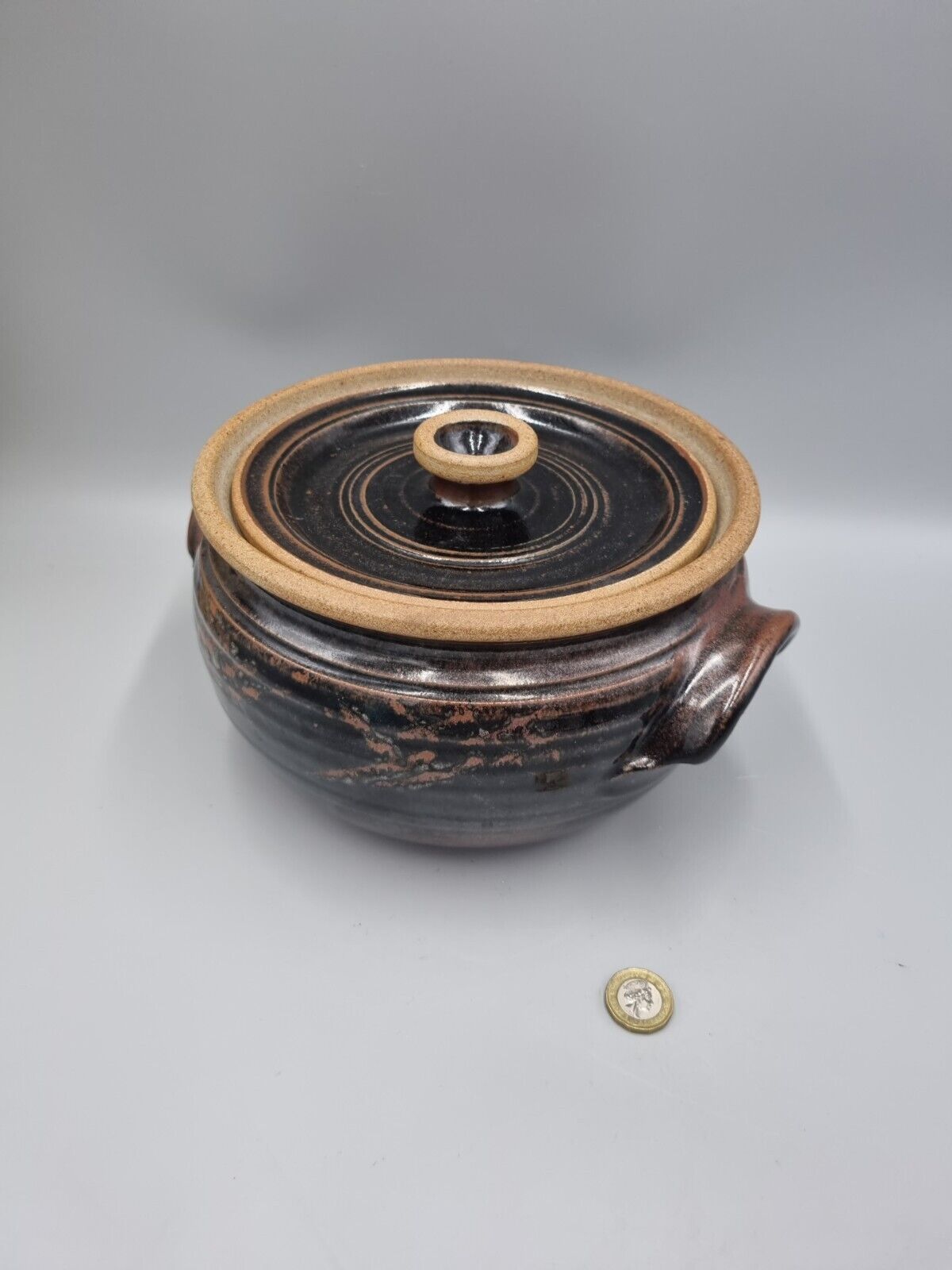 A Large Studio Pottery Lidded Casserole Dish By John Lomas.