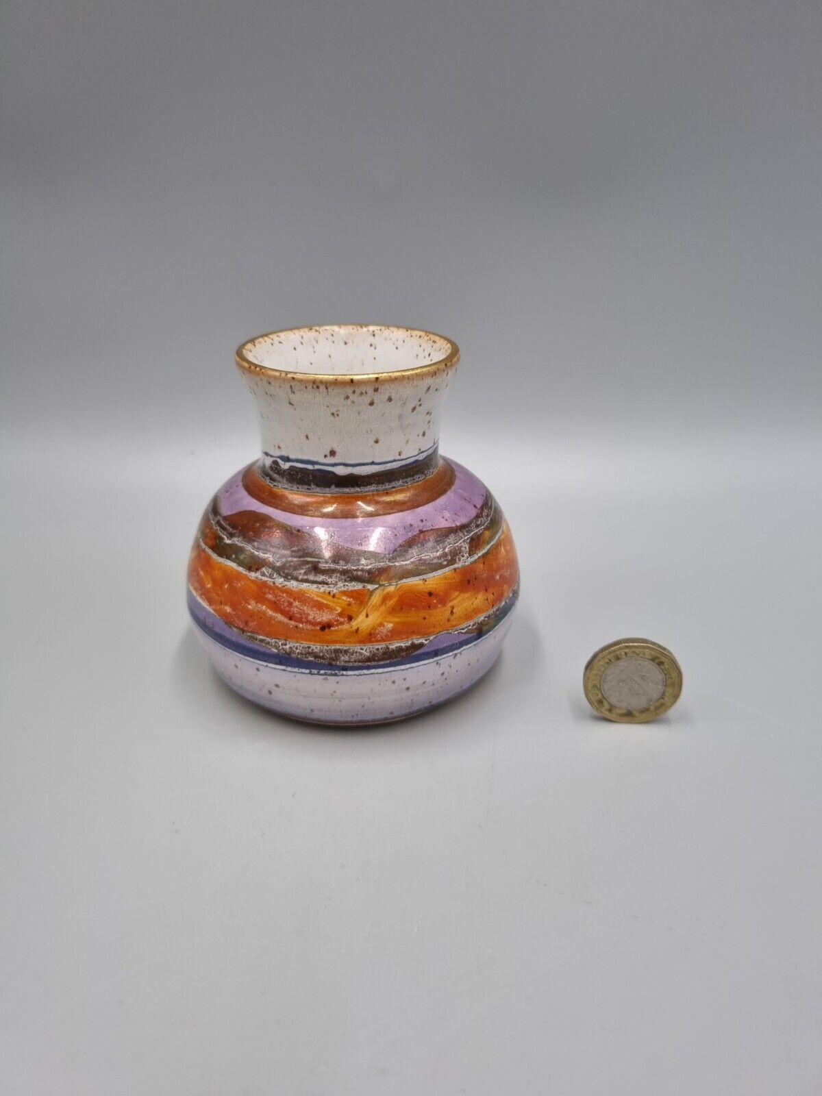 A Studio Pottery Bulb Lustre Vase Signed To Base.