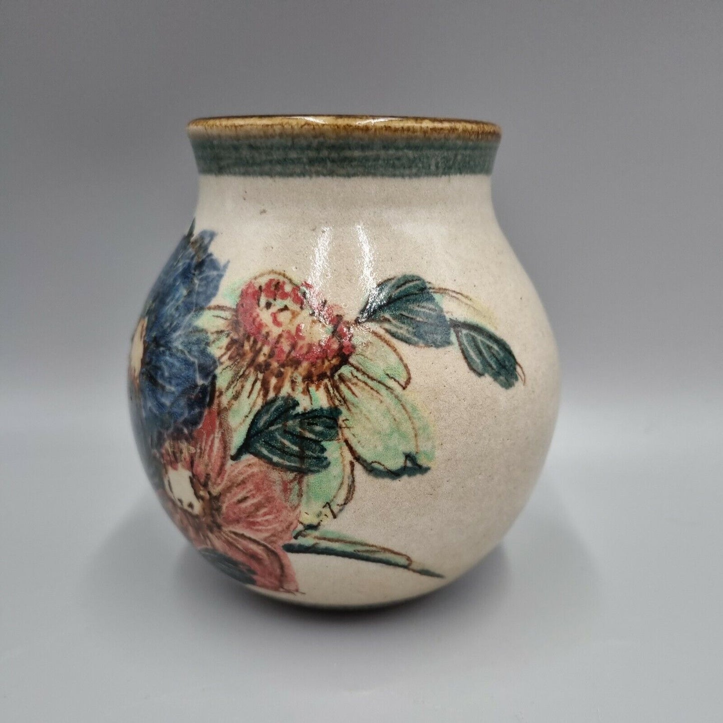 A John Green Cheesman Pottery, Stoneware Floral Bulb Vase, VGC.