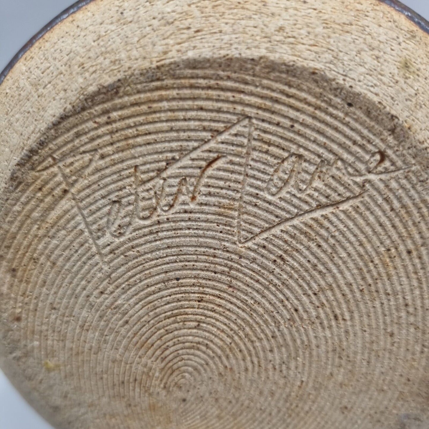 A Peter Lane Studio Pottery Squat Vase, Incised Signature, VGC.